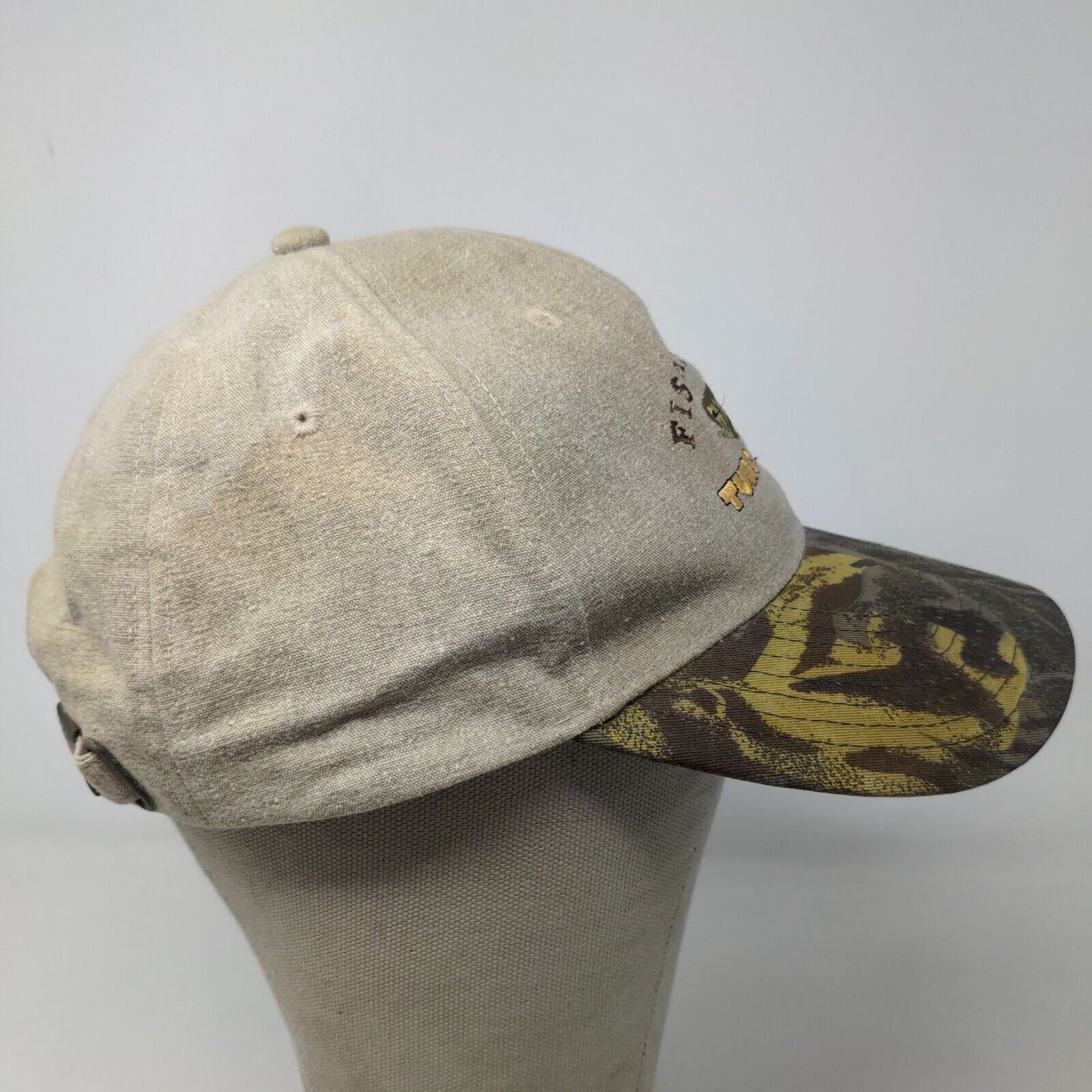 Turck Fishing Club Men's Slideback Hat Tan OSFA Camo Embroidered Logo Cotton