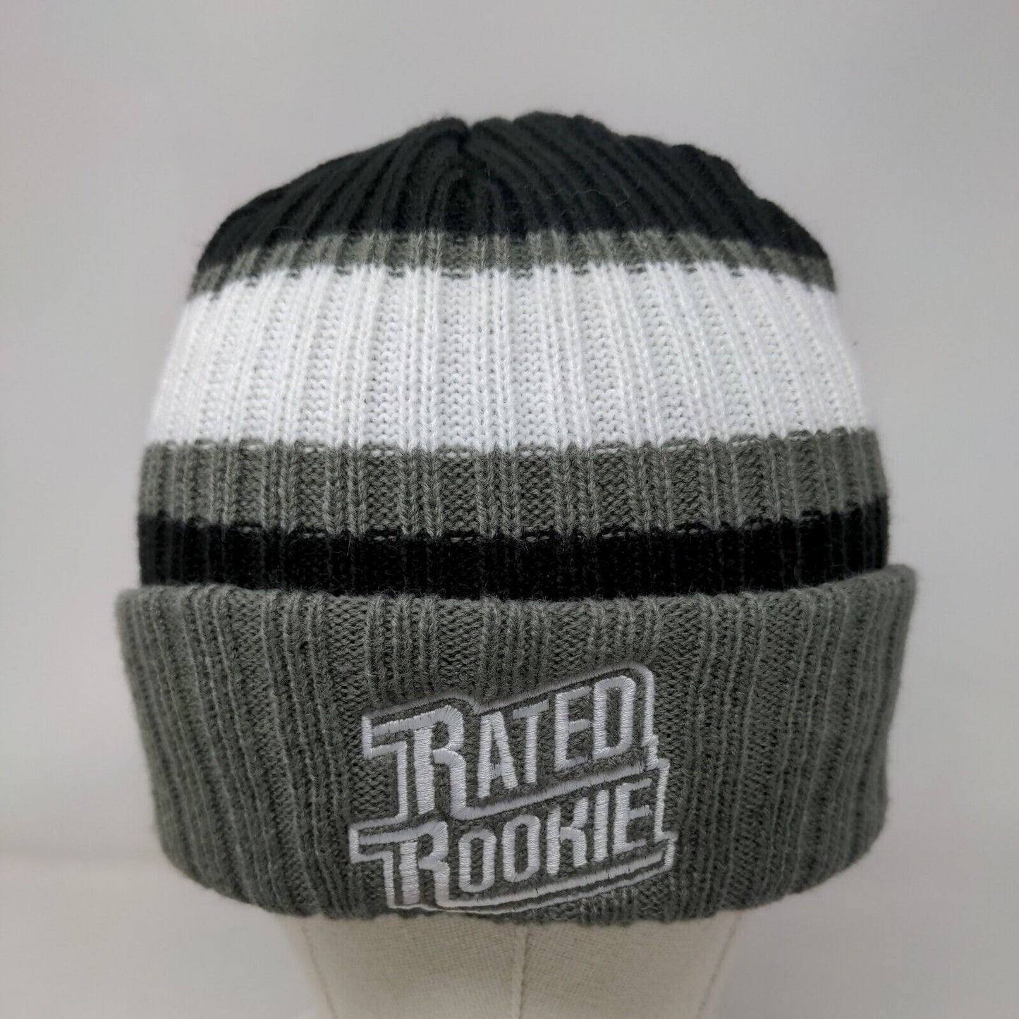 Rated Rookie Knit Beanie Hat Multi One Size Striped Embroidered New Era