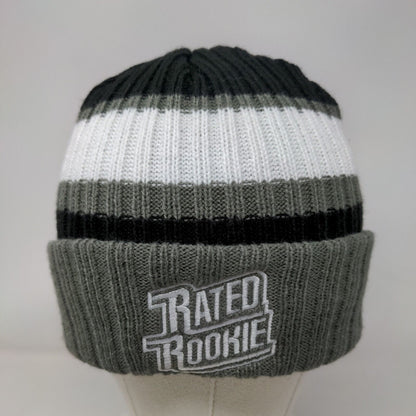 Rated Rookie Knit Beanie Hat Multi One Size Striped Embroidered New Era