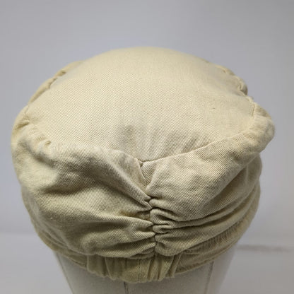Lake Shore Drive Army Cap Beige One Size Gold Chain Floral Detail Ruched Hat