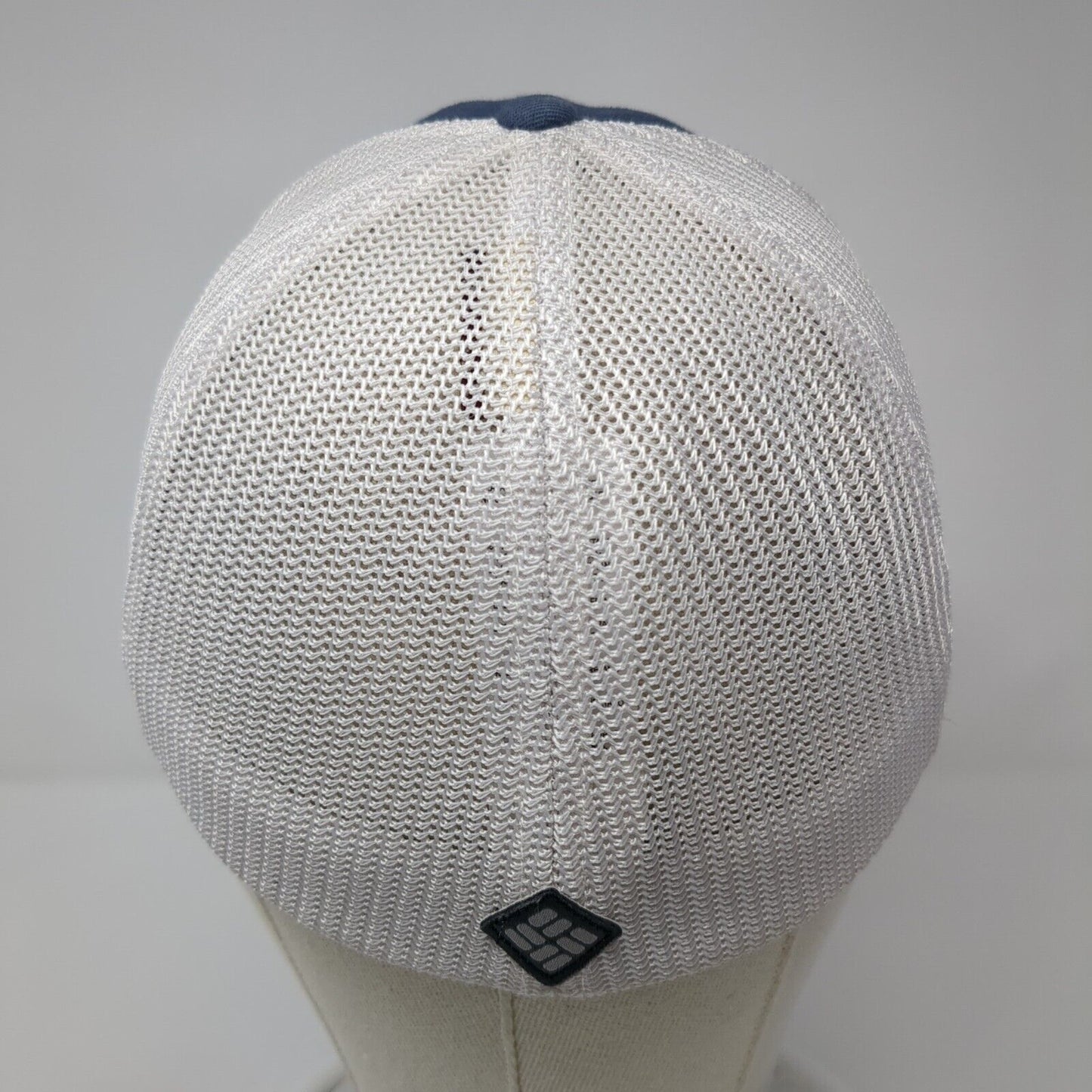 Columbia Tree Flag Fitted Trucker Hat Blue S/M Lightweight Embroidered Mesh Back