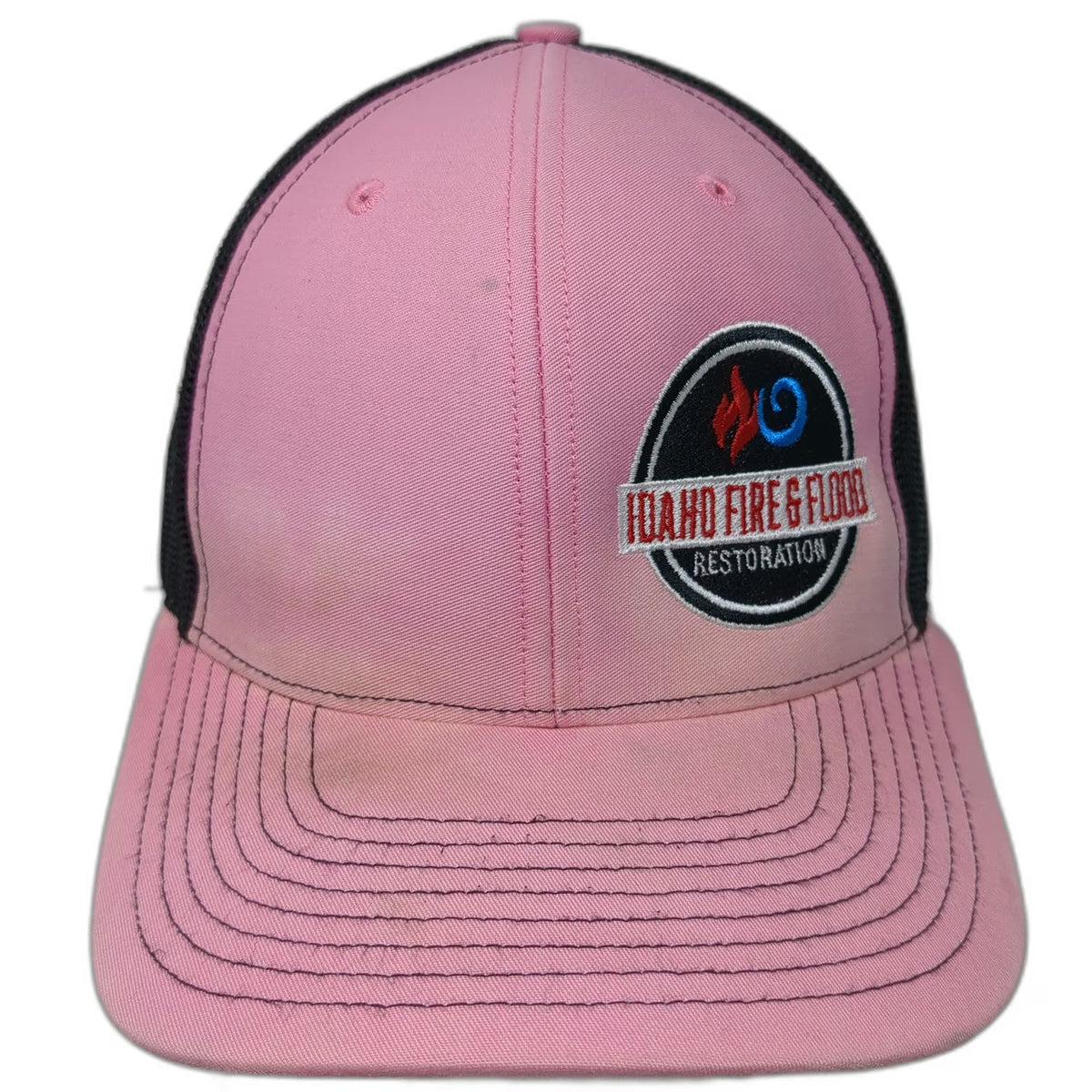 Richardson Trucker Hat Pink Black One Size Mesh Back Snapback Restoration Logo