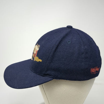 Mossimo Snapback Hat Blue OS 100% Wool Embroidered Character Baseball Vintage