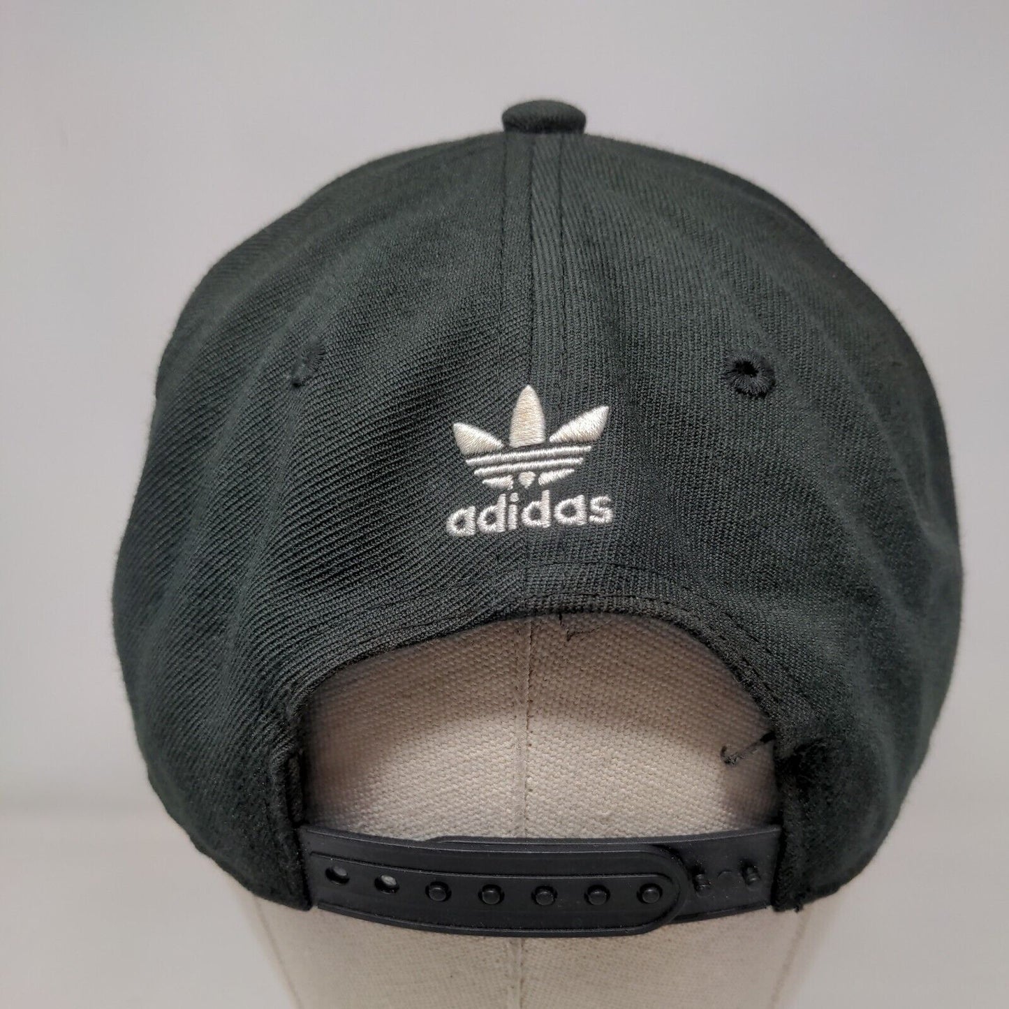 Adidas Snapback Hat Black OSFM Adjustable Embroidered Trefoil 6 Panel