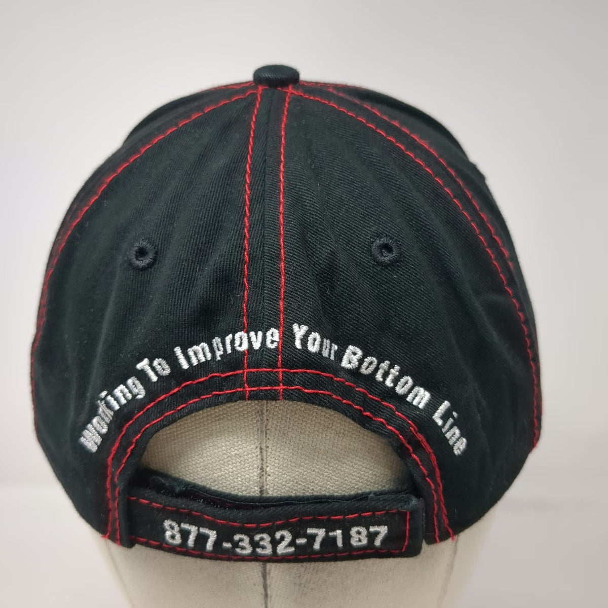 The MAX Hat Baseball Cap Black One Size Bottom Line Equipment Red Stitching hat