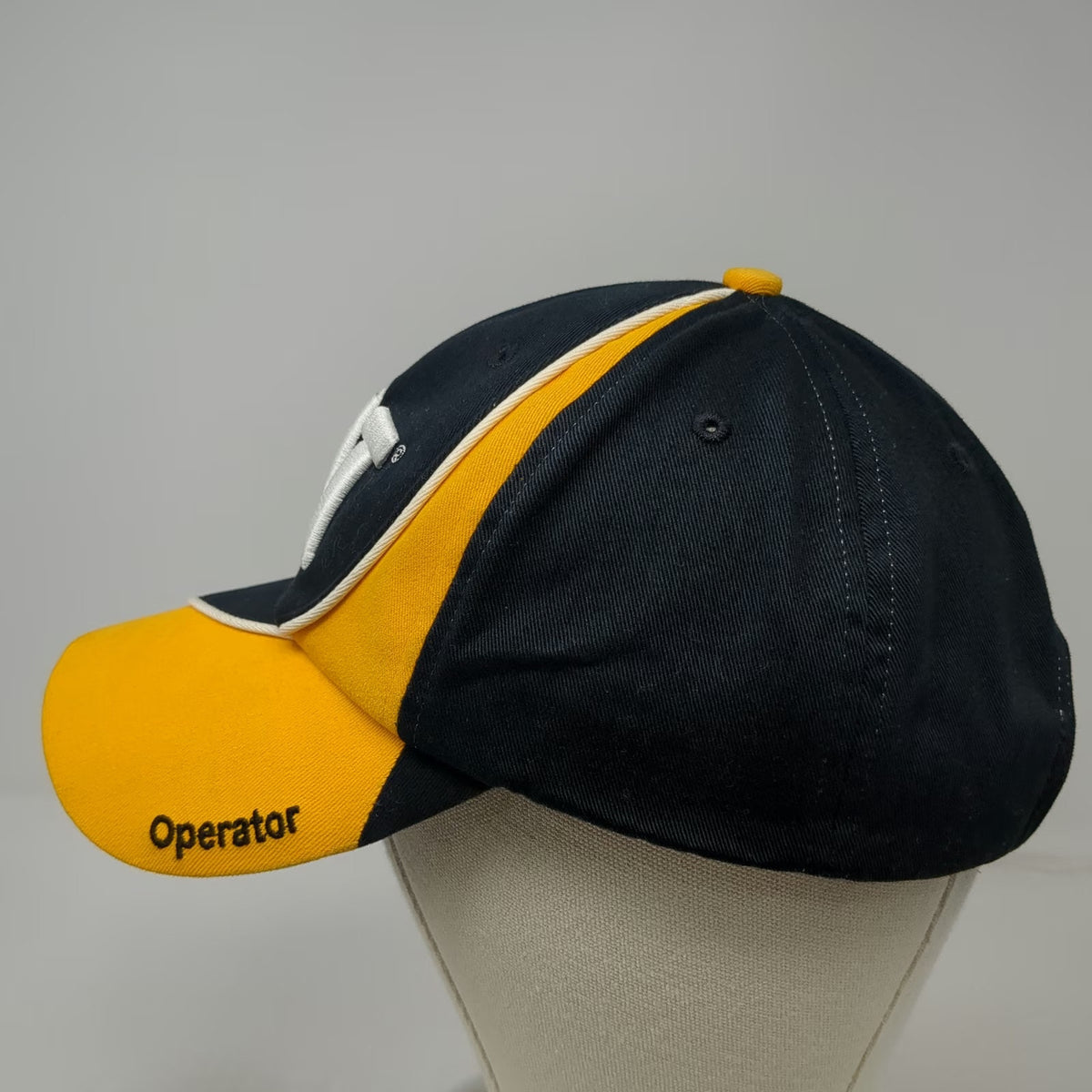 Caterpillar Baseball Cap Black Yellow White One Size Operator Logo Strapback Hat