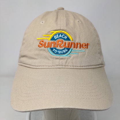 Beach To Burg SunRunner Strapback Hat Tan One Size Embroidered Big X