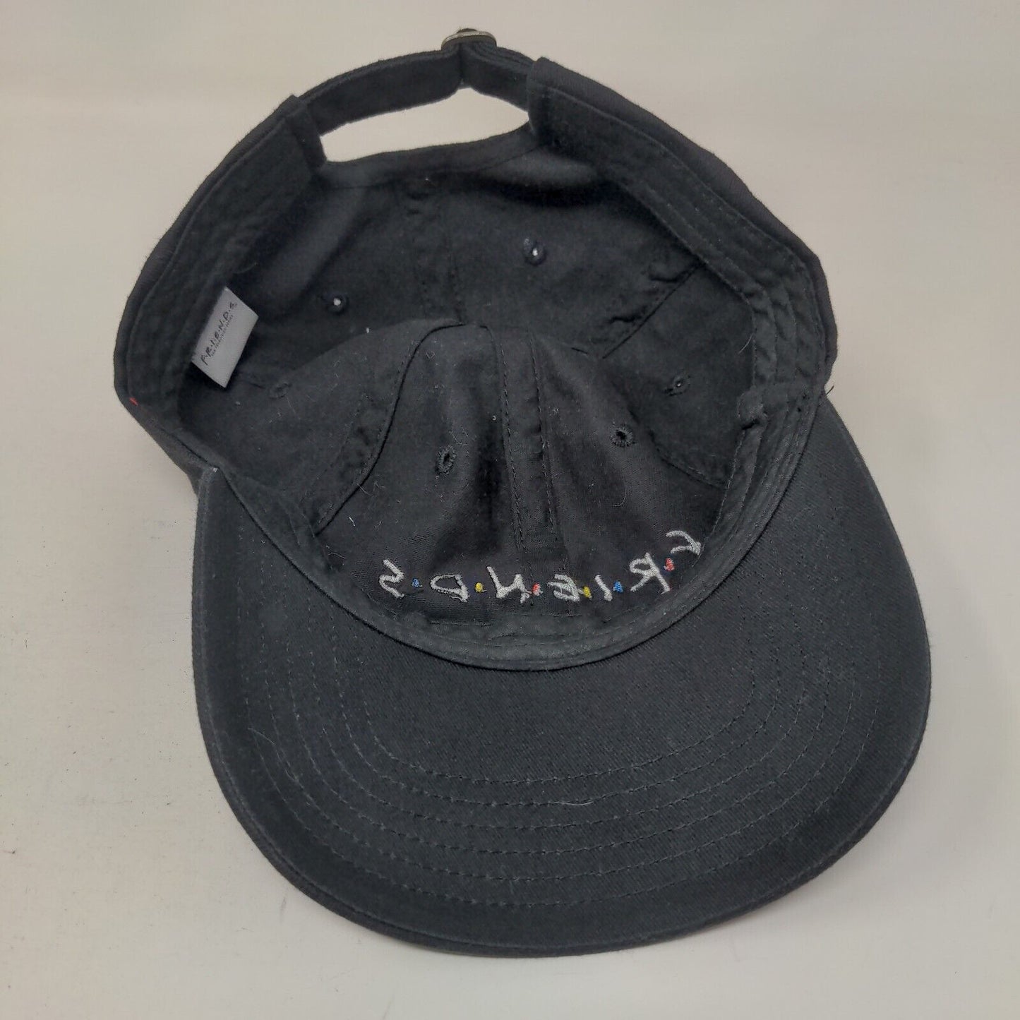FRIENDS Slideback Hat Black One Size Adjustable Embroidered Vented Holes
