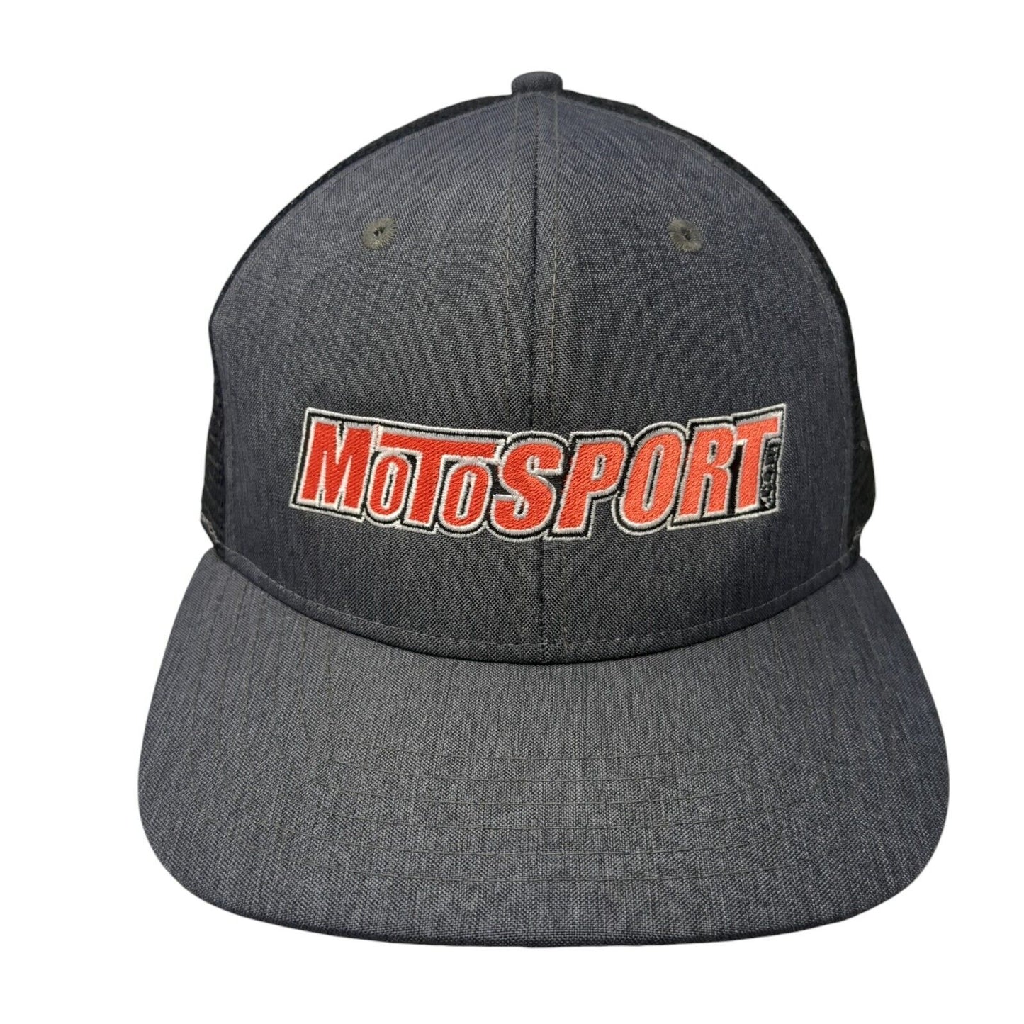 MotoSport Snapback Trucker Hat Gray One Size Mesh Back Ivory Headwear