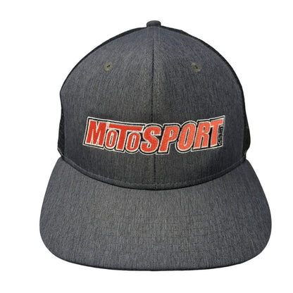 MotoSport Snapback Trucker Hat Gray One Size Mesh Back Ivory Headwear