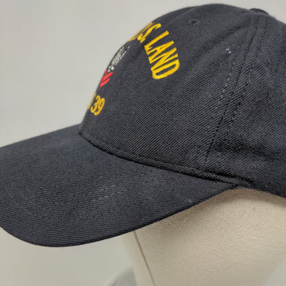USS Emory S. Land AS 39 Snapback Hat Blue One Size Adjustable Embroidered