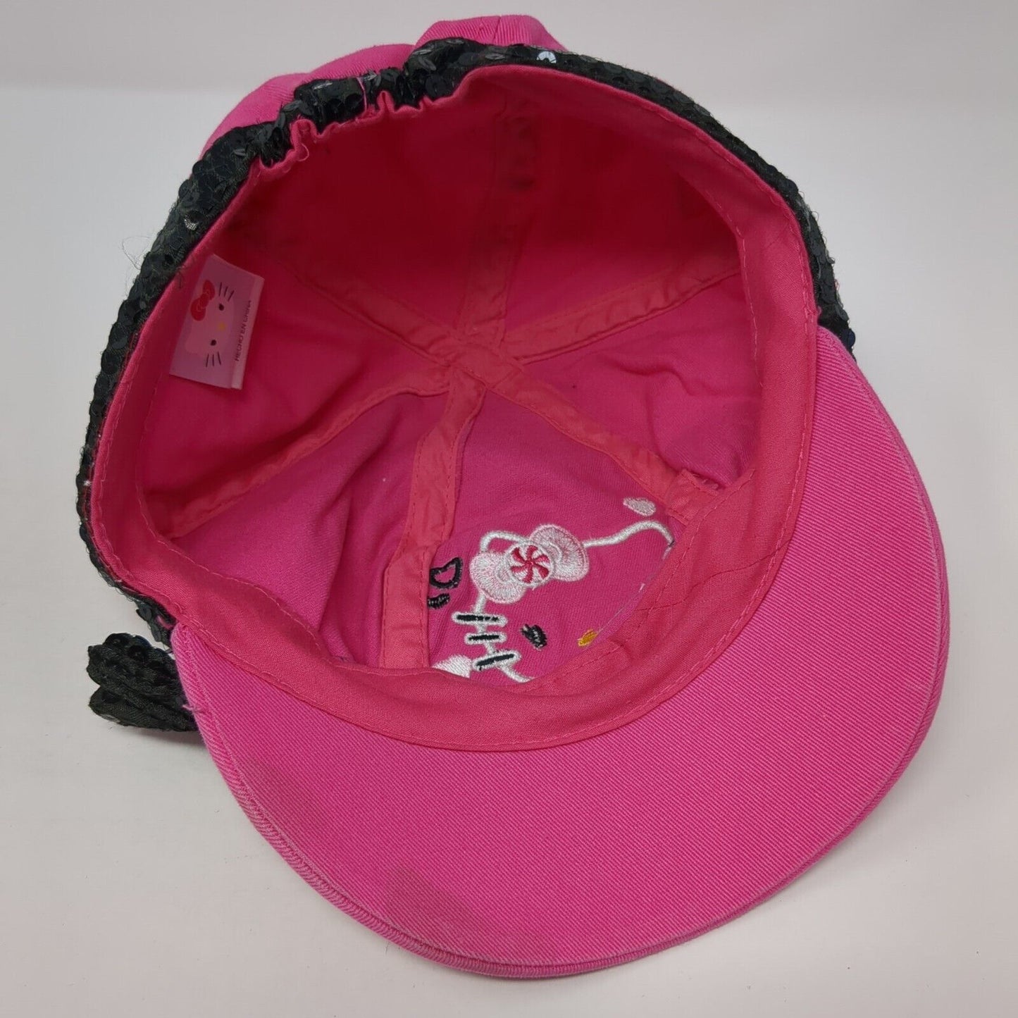 Hello Kitty by Sanrio Fitted Hat Pink One Size Embroidered Bow Sequin