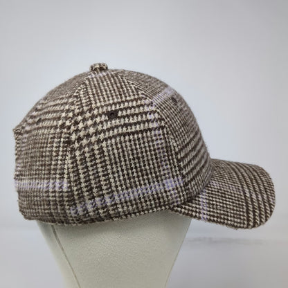 A New Day Baseball Cap Brown One Size Glen Plaid Purple Strapback Buckle Hat