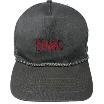 Otto iPAK Logo Trucker Hat Gray One Size Mesh Back Snapback Rope Braided Foam