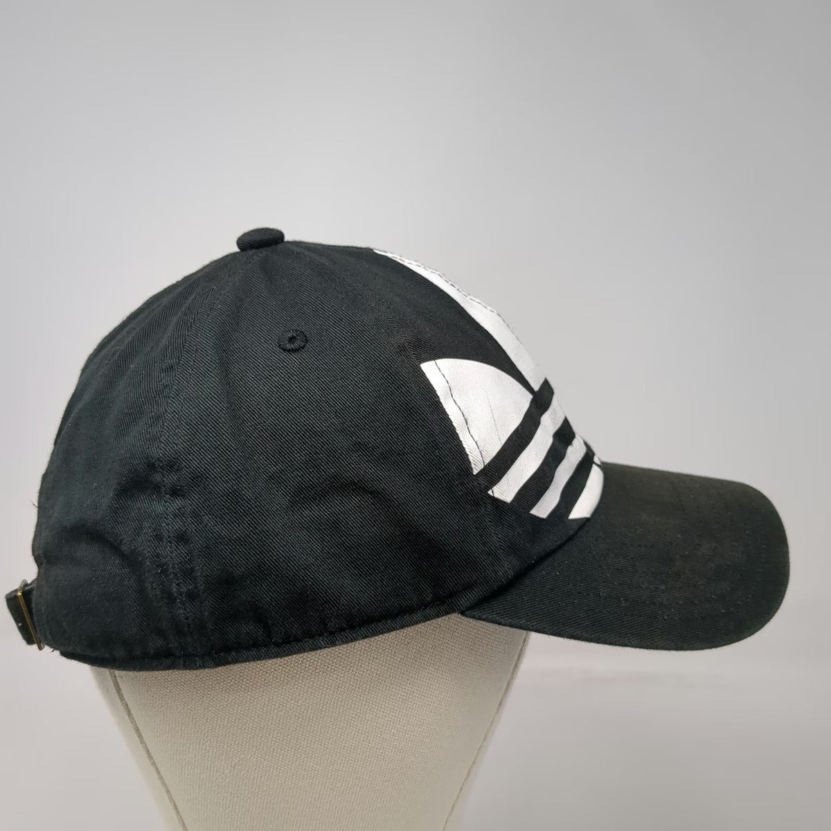 Adidas Baseball Cap Black OSFM Trefoil Logo Large Graphic Cotton Slideback Hat