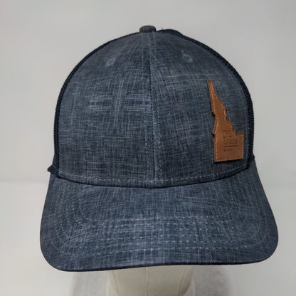 D.L. Evans Bank Idaho Patch Fitted Mesh Back Trucker Hat Blue S/M Legacy