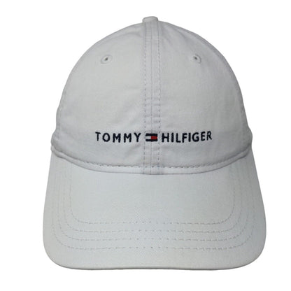 Tommy Hilfiger Slideback Hat White One Size Embroidered Leather Strap
