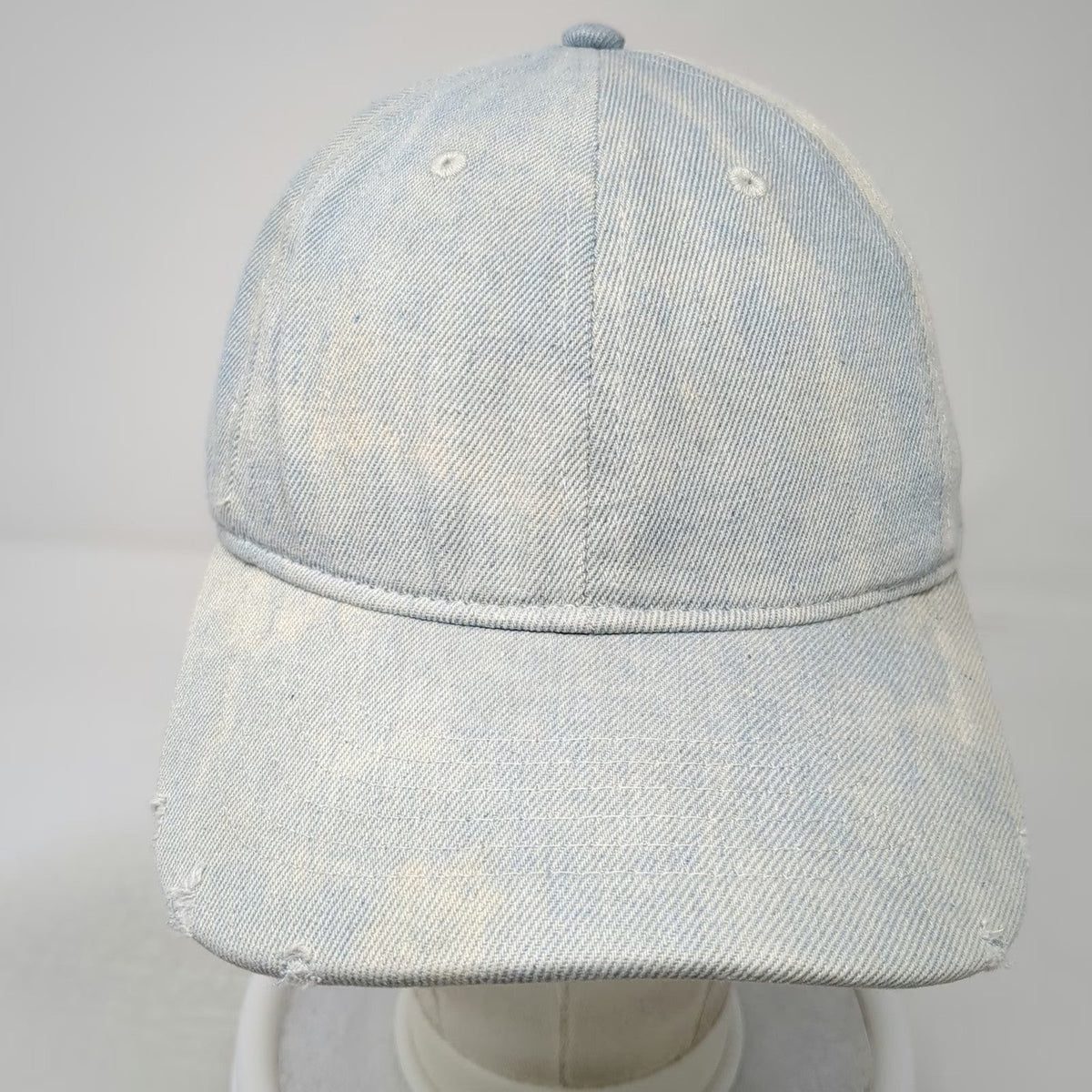 Express Baseball Cap Blue OSFM Distressed Denim Slideback Hat Plain Light Wash