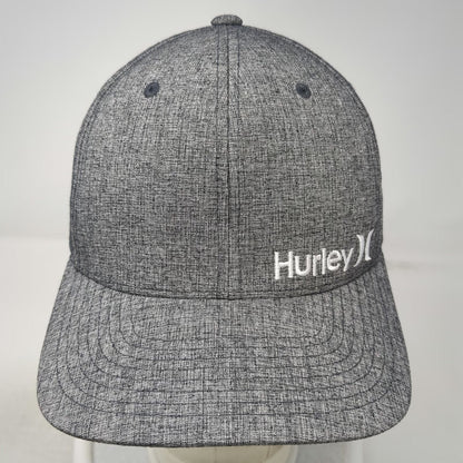 Hurley Baseball Cap Gray M Flexfit Logo Curved Brim Fitted Hat Stretch Sporty