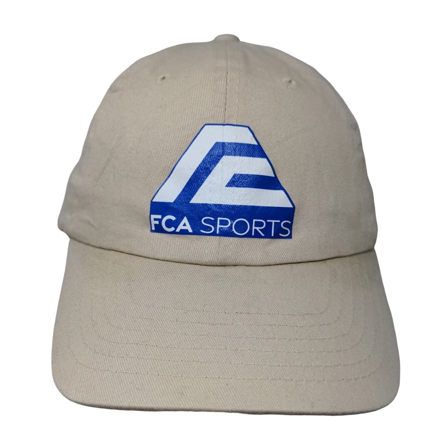 FCA Sports Slideback Hat Tan One Size Adjustable Solid 6 Panel Big X