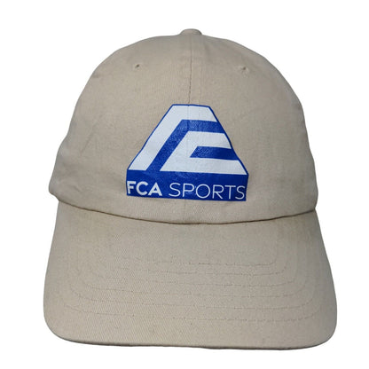 FCA Sports Slideback Hat Tan One Size Adjustable Solid 6 Panel Big X