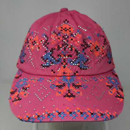 Unbranded Women's Slideback Hat Pink Bling Shiny Geometric Pattern 100% Cotton