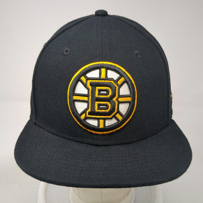 Fanatics Boston Bruins NHL Cap Black 7 1/2 Fitted Embroidered Logo Flat Brim Hat