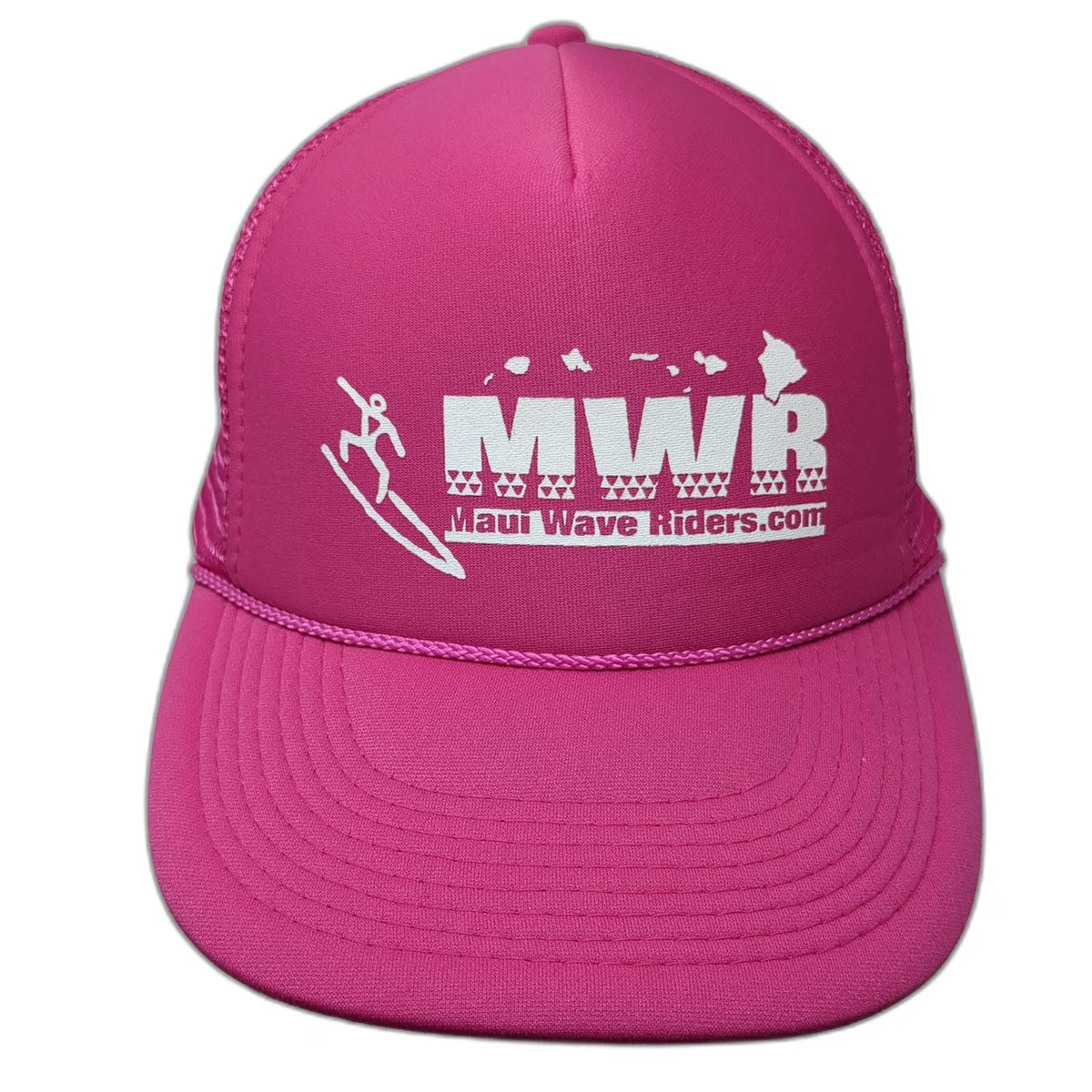 Otto Trucker Hat Pink One Size MWR Maui Wave Riders Surfing Mesh Snapback Hawaii