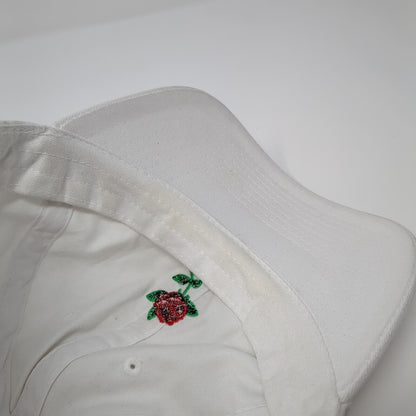 Rose Slideback Hat White One Size Adjustable Embroidered KB ETHOS Vintage