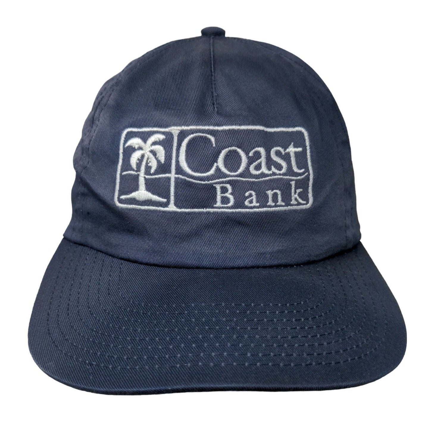 Coast Bank Strapback Hat Blue One Size Adjustable Embroidered 6 Panel Toppers