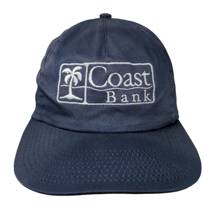 Coast Bank Strapback Hat Blue One Size Adjustable Embroidered 6 Panel Toppers