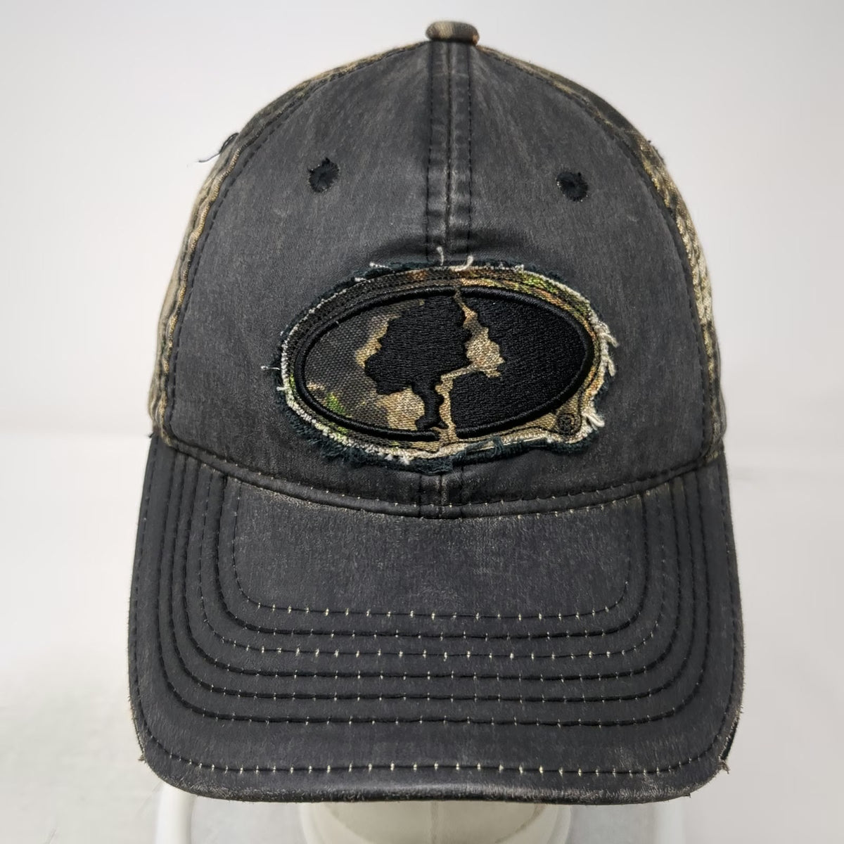 Outdoor Cap Mossy Oak Baseball Cap Black Green OSFM Frayed Camo Strapback Hat