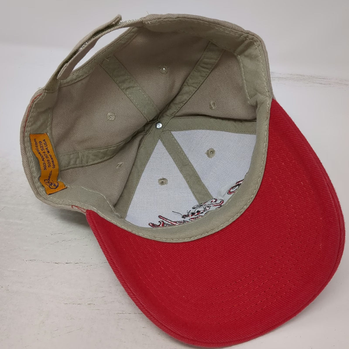 360 Apparel Baseball Cap Beige Red One Size True Legends Liberty Lake Grill Hat
