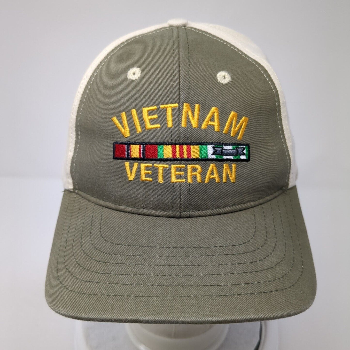 Vietnam Veteran Strapback Hat Brown One Size Colorblock Adjustable
