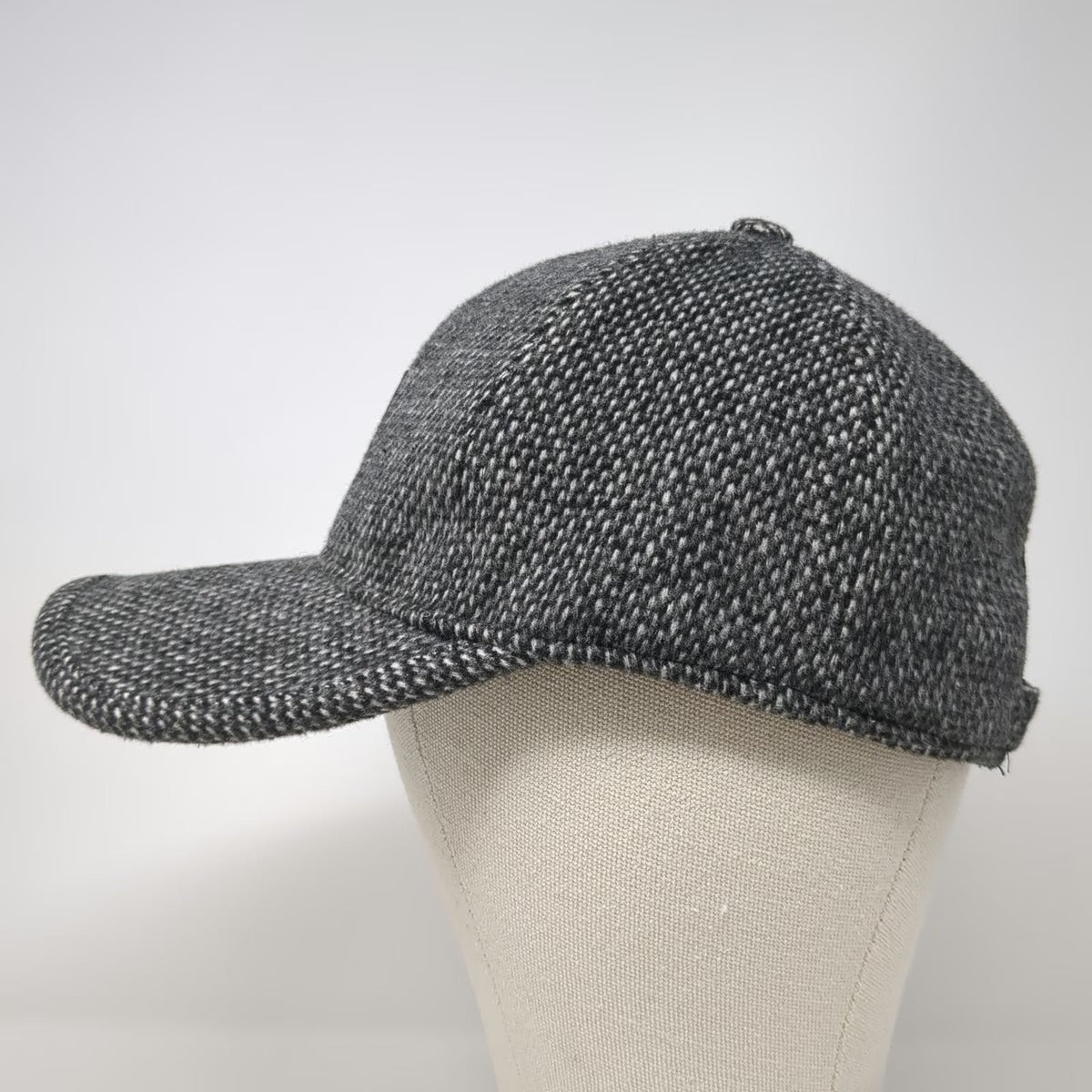 Ediko Baseball Cap Gray One Size Ear Flaps Tweed Textured Strapback Winter Hat