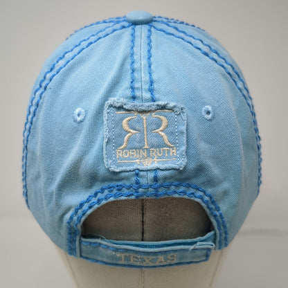 Robin Ruth Baseball Cap Blue One Size Texas Floral Embroidered Distressed Hat