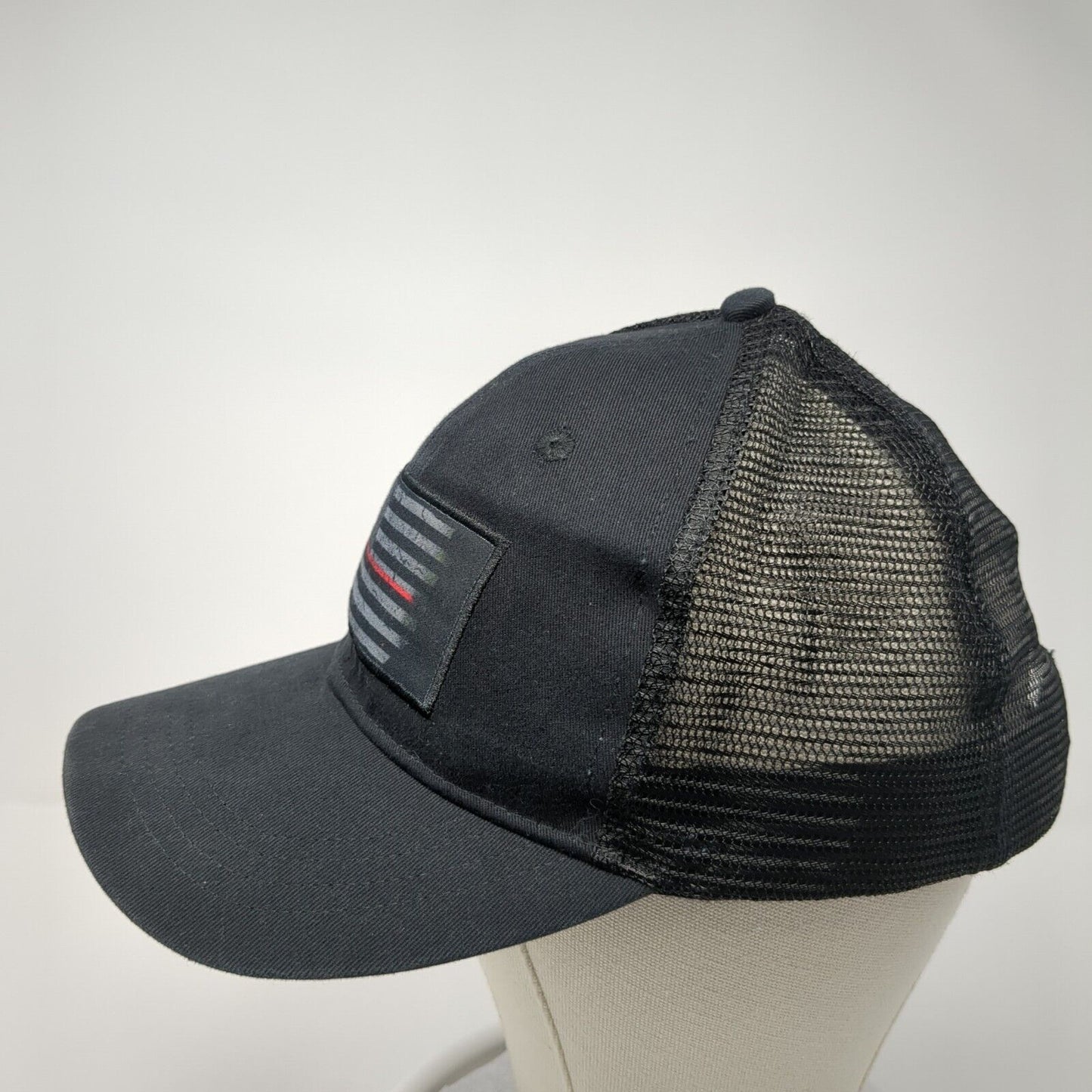 USA Flag Snapback Trucker Hat Black One Size Adjustable Mesh Back Patriotic