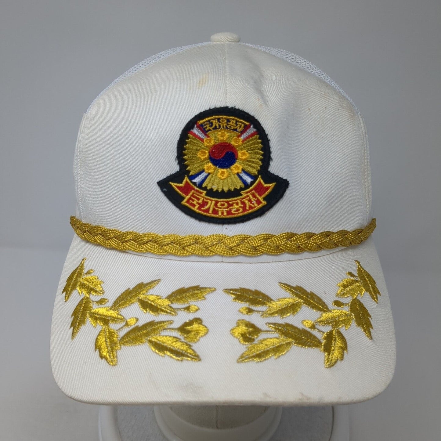 Unbranded Snapback Trucker Hat White Medium Adjustable Mesh Back 6 Panel Rope