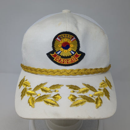 Unbranded Snapback Trucker Hat White Medium Adjustable Mesh Back 6 Panel Rope