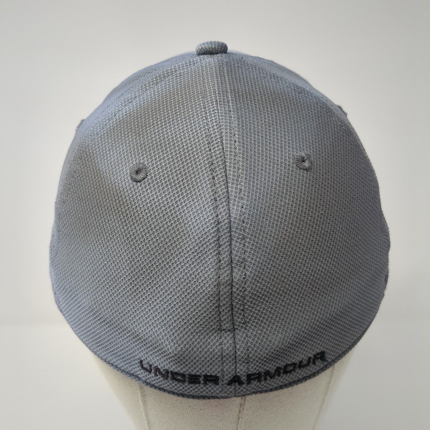 Under Armour Logo Fitted Hat Gray M/L Solid Vent Holes Embroidered