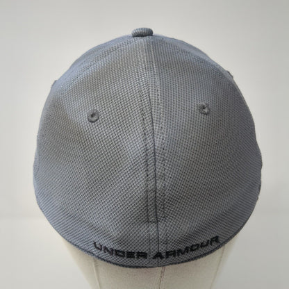 Under Armour Logo Fitted Hat Gray M/L Solid Vent Holes Embroidered