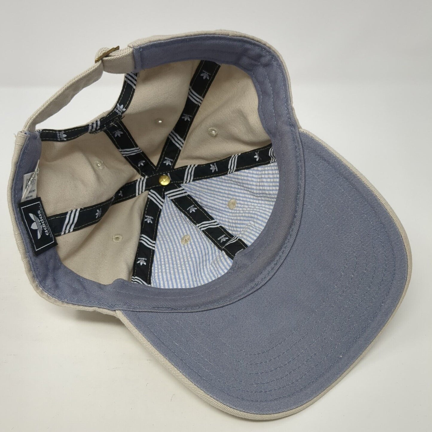 Adidas Trefoil Slideback Hat Tan One Size Adjustable Embroidered Logo