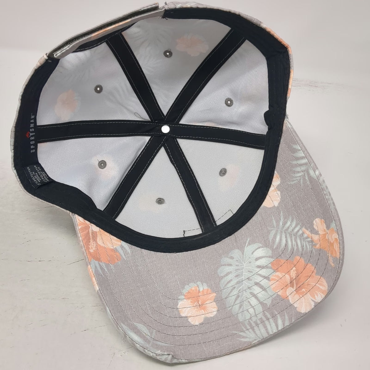 Sportsman Baseball Cap Gray One Size Floral Tropical Hibiscus Dana Point Hat