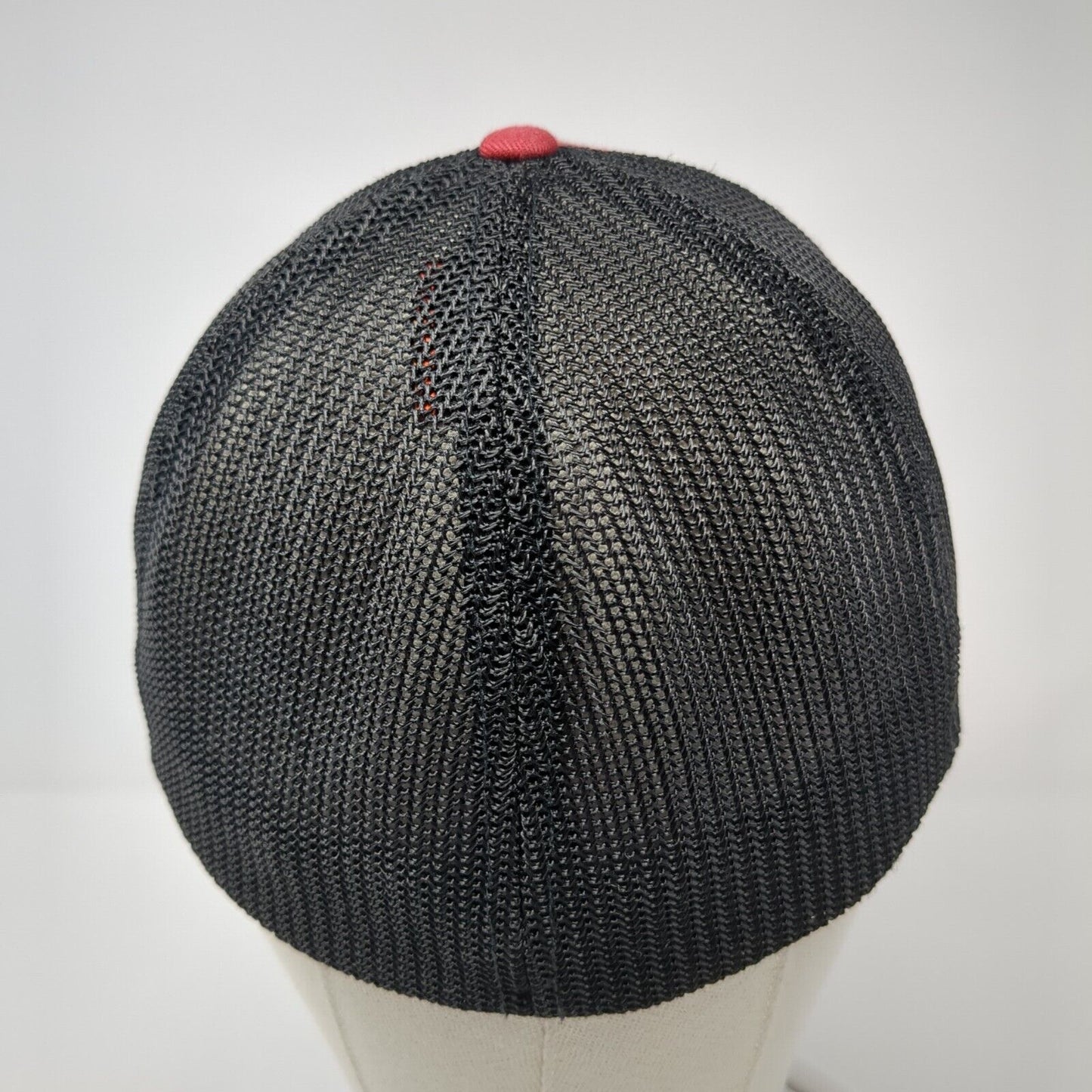 Fox Fitted Mesh Back Trucker Hat Red L/XL Stretch Flexfit Colorblock