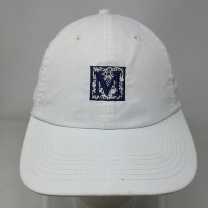 Letter M Strapback Hat White Small Embroidered Adjustable Imperial