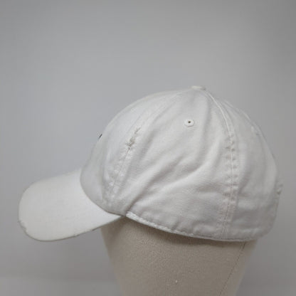 Hustle Slideback Hat White One Size Adjustable Embroidered Distressed KB ETHOS
