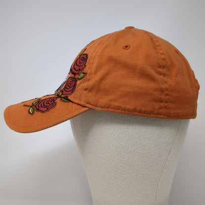 Signatures Baseball Cap Orange One Size Embroidered Sugar Skull Roses Muerto Hat
