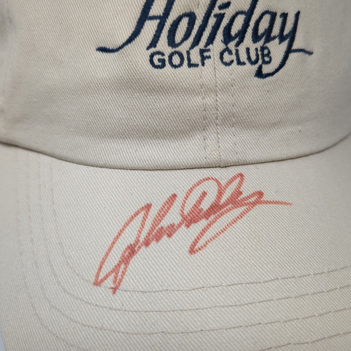 Holiday Golf Club Strapback Hat Tan OSFA Embroidered Logo Autographed John Daly
