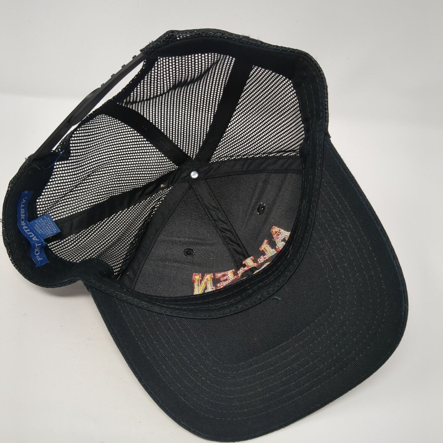 Allen 26 Snapback Trucker Hat Black One Size Adjustable Mesh Back Port Authority