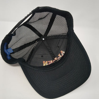 Allen 26 Snapback Trucker Hat Black One Size Adjustable Mesh Back Port Authority